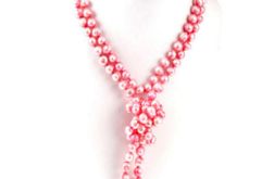 Perły natruralne, jasnoróżowy sznur pereł, naszyjnik