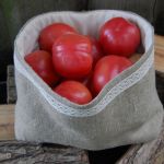 Lniany  woreczko - koszyczek - 