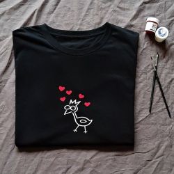 Koszulka ręcznie malowana kurka love unisex