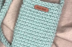 Mała torebka na ramię, etui na telefon,listonoszka szaromięta.