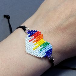 Bransoletka "Artystyczne serce plamy farby białe"  Prezent na Walentynki 