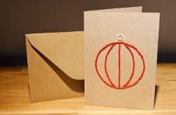 Kartka świąteczna - haftowana - bombka - wzór 2