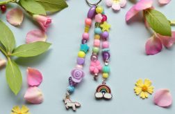 Kolorowy pastelowy breloczek tęczowy jednorożec