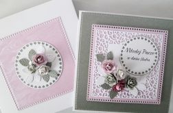 Kartka MŁODEJ PARZE różowo-szara