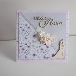 Kartka na ślub liliowe kwiaty