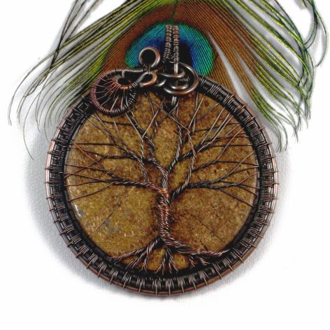 Drzewko Szczęścia amulet z bronzytem miedź