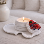 Świecznik gipsowy Jagodowy Deser – pastelowy świecznik dekoracyjny - 