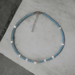 Naszyjnik z Chaledonu "Wishuddha" - Subtelny naszyjnik na czakrę gardła z chalcedonu