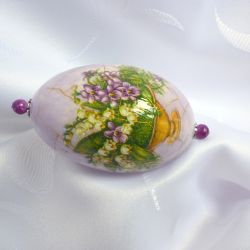 Wydmuszka gęsia pisanka Kwiaty w fiolecie