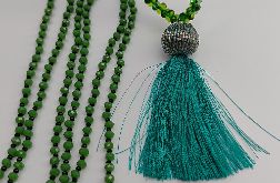 Naszyjnik Długi Sznur Trawa i Szmaragdy
