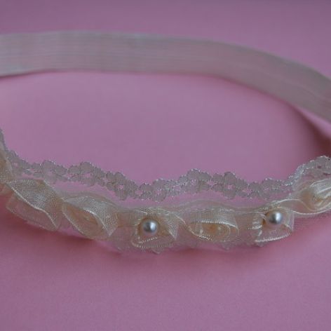 Opaska niemowlęca - Diadem w złamanej bieli