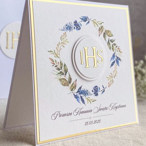 Kartka na komunię z ozdobną kopertą, 84b