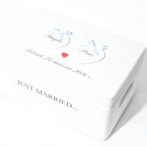 Ślubne pudełko na koperty Białe kokardki