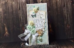 Mr & Mrs - kartka ślubna z motylem