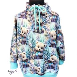 Bluza z kominem, zimowe misie oversize r.104/110