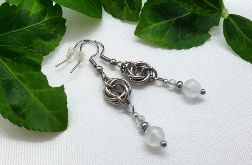 Kolczyki chainmaille- kamień księżycowy i fluoryt