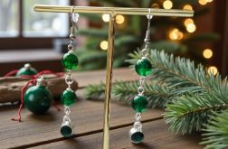 Zielone wiszące kolczyki z diamencikami