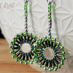 Zielone Tkane RINGI Kolczyki Koralikowe 01 - Zielone Tkane RINGI Koralikowe Kolczyki wykonane ręcznie z drobnych koralików - OBJET d'ART Biżuteria i dodatki handmade (3)