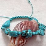 Bransoletka BOHO makrama z naturalnymi turkusami - 