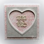 man&wife - kartka ślubna w szarości różu - 