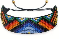 Bransoletka BOHO pleciona z koralików kolorowa blue