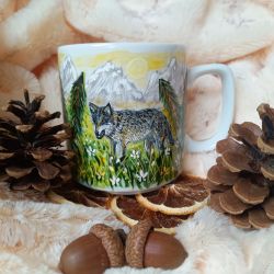 Wilcza natura ręcznie malowany kubek 270 ml.