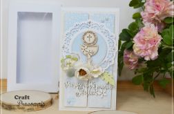 Kartka Komunijna - błękitna z kielichem