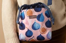 Granatowa listonoszka z kominem z weluru w figi – handmade, unikat