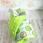 Kocyk minky bawełna zielone jabłuszka GOTOWY - 