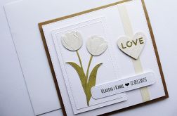 Minimalistyczna kartka ślubna z tulipanami