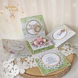 Exploding box komunijny kartka "Violet Roses"