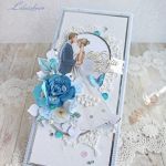 Kartka ślubna DL "Blue Almonds 2" GOTOWA - 