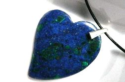 Lapis lazuli z malachitem, wisiorek - serce