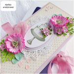 Kartka urodzinowa z tortem i kwiatami - detale