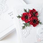 Kartka ŚLUBNA z makami - Biało-czerwona kartka na ślub  pudełku
