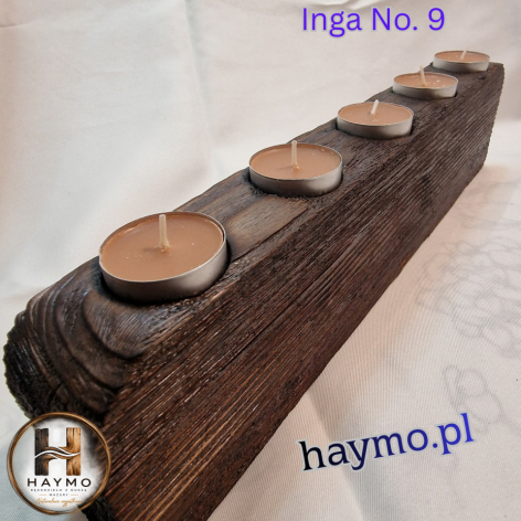 Świecznik drewniany SSB dymno-szary bursztyn Inga No. 9