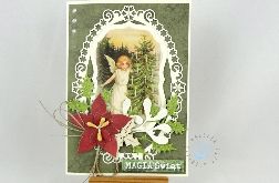 Kartka Świąteczna z aniołkiem vintage B3