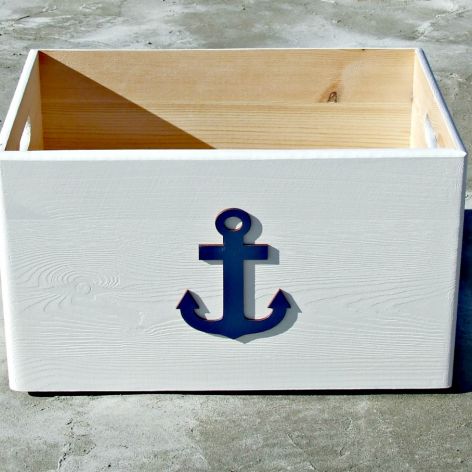 Pudło na zabawki z kotwicą "Nautical Style B" ŚREDNIA