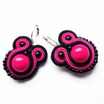 Black&Fuchsia kolczyki sutasz - 