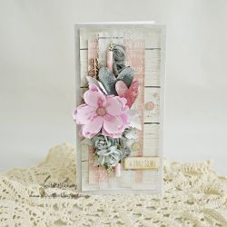 Kartka ślubna - szaro różowa