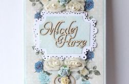 Kartka ślubna turkusowa 180817