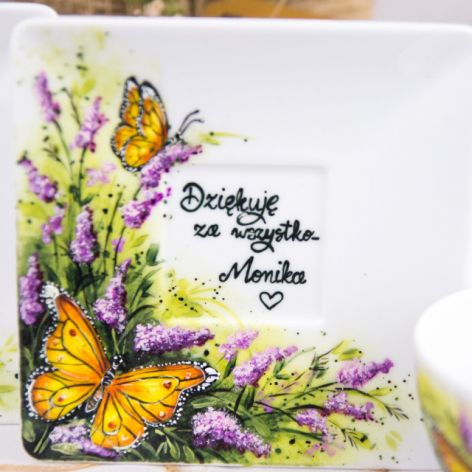 Filiżanka ręcznie malowana- prezent motyle