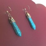 Turkus niebieski i srebro, długie efektowne kolczyki z turkusami - 