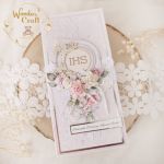 Kartka komunijna pamiątka "PinkRoses3" GOTOWA - 