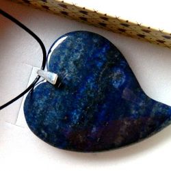 Lapis lazuli w srebrze, duże serce, wisior