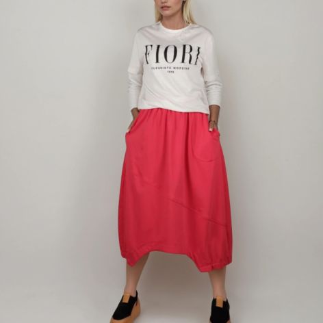 Spódnica asymetryczna bombka malinowa