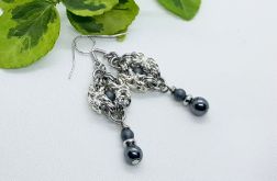 Kolczyki chainmaille z hematytem