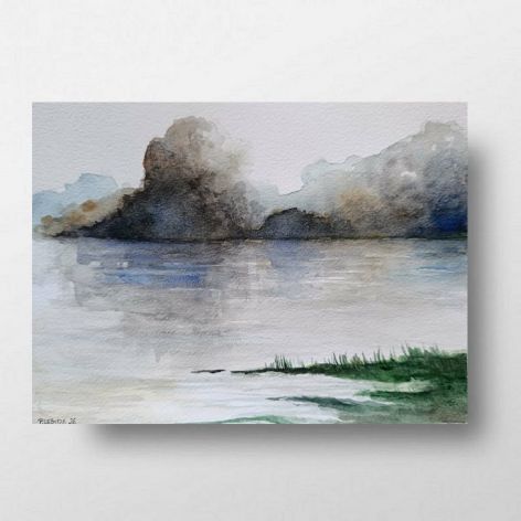 Pejzaż-akwarela formatu 18/25 cm. 