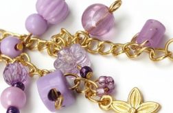 Fioletowo złoty breloczek z kwiatkiem