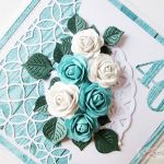 Kartka ROCZNICA ŚLUBU z turkusowymi różami - Kartka na rocznicę ślubu z turkusowymi kwiatami